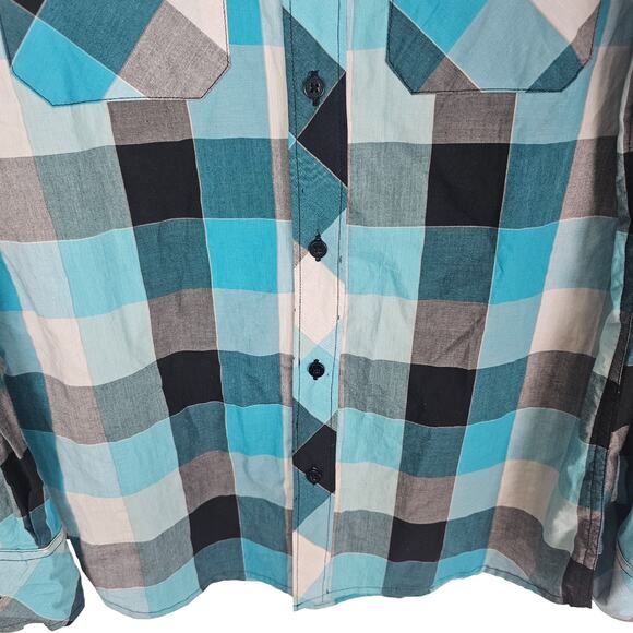 BKE Shirt Men M Blue Plaid Shirt Slim Fit Button Down Shirt Long Sleeve Shirt - Picture 3 of 9